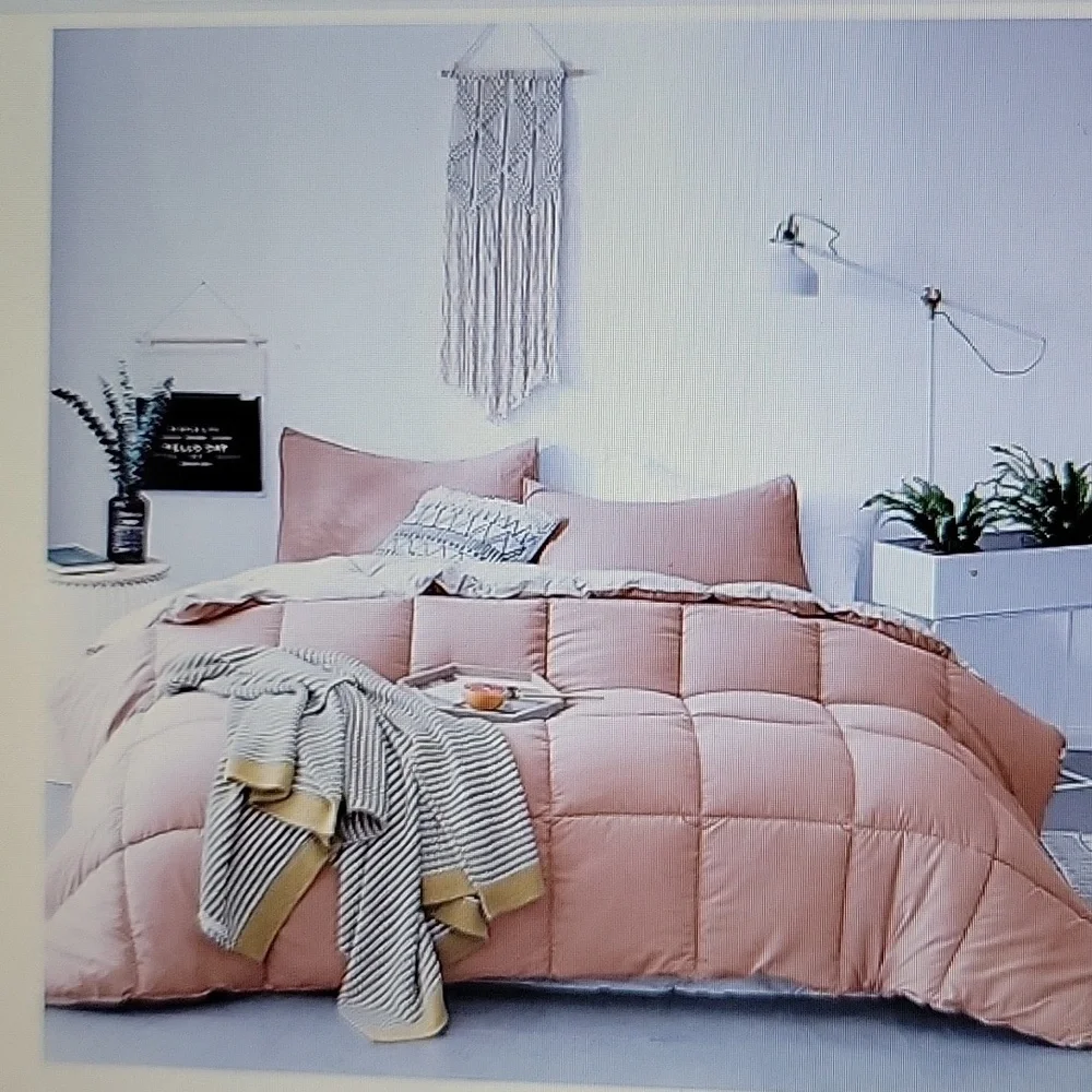 KASENTEX Twin Rose/Beige DownAlternative Quilted Comforter/insert Reversible New